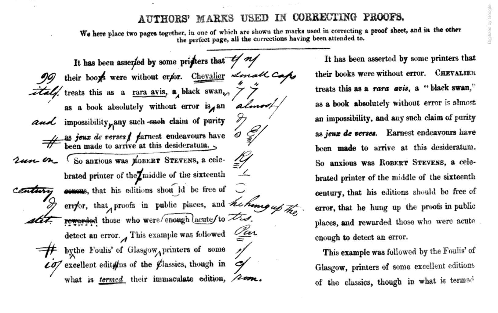 Authors' marks correcting proofs Counsels to Authors Judd & Glass 1856