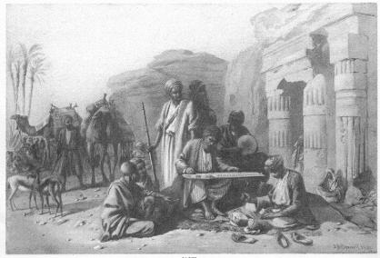Egypt: music outside a Temple' Joseph Austin Benwell1867, or 'The wandering Musicians'