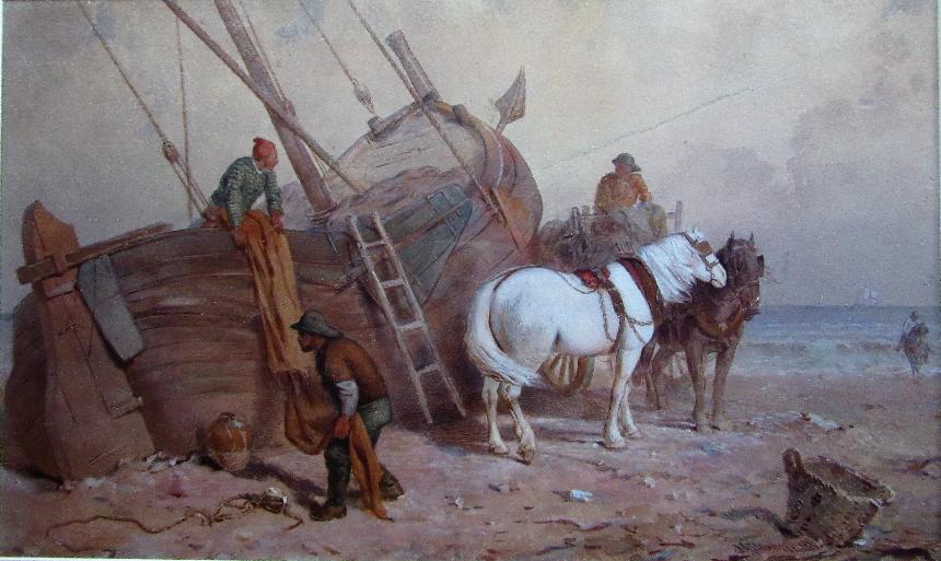 The Beached boat White horse J A Benwell 1881