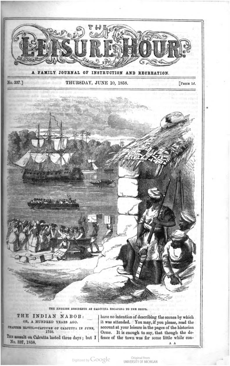 The English Residents at Calcutta Escaping to the Ships, The Leisure Hour 1858