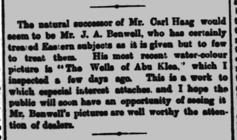 The Wells of Abu Klea, Benwell